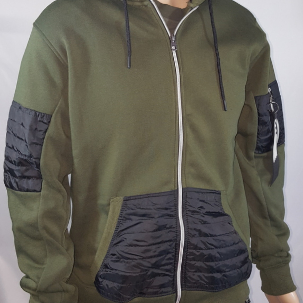 Southpole Full Zip Nylon Trim Hoodie Sweatshirt
